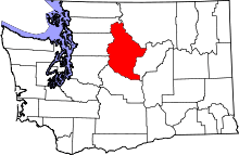Map of Washington highlighting Chelan County