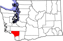 Map of Washington highlighting Cowlitz County