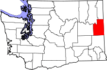 Map of Washington highlighting Spokane County
