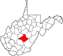 Map of West Virginia highlighting Nicholas County