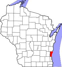 State map highlighting Ozaukee County