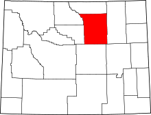 Map of Wyoming highlighting Johnson County