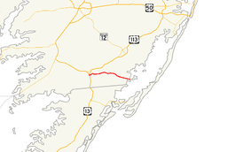 A map of the far southern Eastern Shore of Maryland showing major roads. Maryland Route 366 runs from Pocomoke City east to Chincoteague Bay.