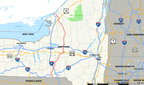 New York State Route 26 runs for just over 200 miles (325 km) through Central New York from the Pennsylvania state line to near the Canadian border.