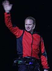 A man waving