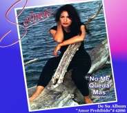 A woman sits on a fallen tree next to a lake, the subject and its surroundings are framed in a pink and blue hue background and is titled with the singer's name and song.