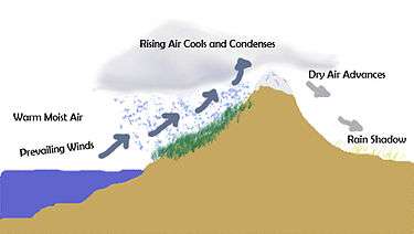 Simplified example of the rain shadow effect