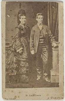 Double image of Evans from 1879 dressed in traditionally male and female clothing
