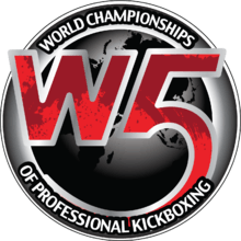 Логотип мировой версии профессионального кикбоксинга W5. Изображает земной шар, вокруг которого оборачивается надпись "Всемирная серия чемпионатов по профессиональному кикбоксингу". Буква "W" обозначает "Мир", "World", цифра 5 - традиционно принятое в олимпийской системе количество континентов.