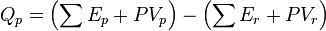 Q_p = \left( \sum E_p + P V_p \right) - \left( \sum E_r + P V_r \right)