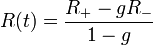 R(t) = \frac{R_{+} - gR_{-}}{1 - g}