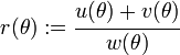 r(\theta) := \cfrac{u(\theta)+v(\theta)}{w(\theta)}